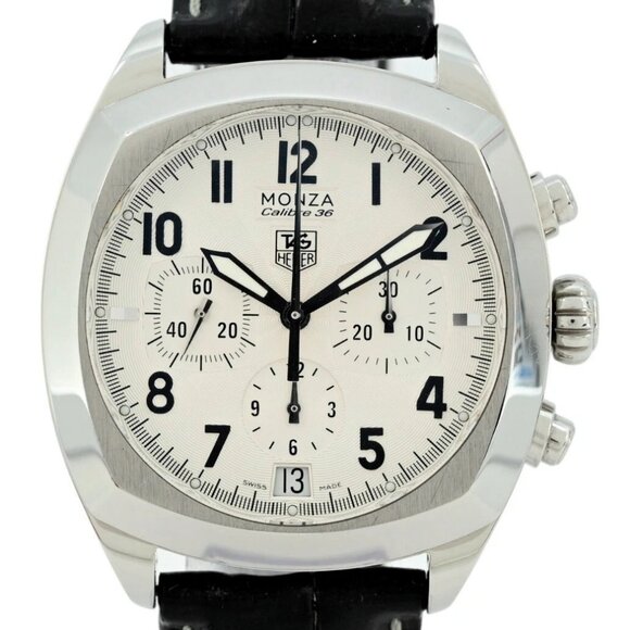 Tag Heuer 38mm Monza White Dial Chronometer Chronograph Automatic Watch CR5111! - Picture 3 of 13